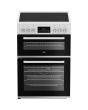 Beko EDC6731W 60cm Double Oven Electric Cooker with Vitroceramic Hob - White