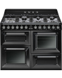 Smeg TR4110BL1 110cm Dual Fuel Rangecooker with Triple Oven and Gas Hob - Black