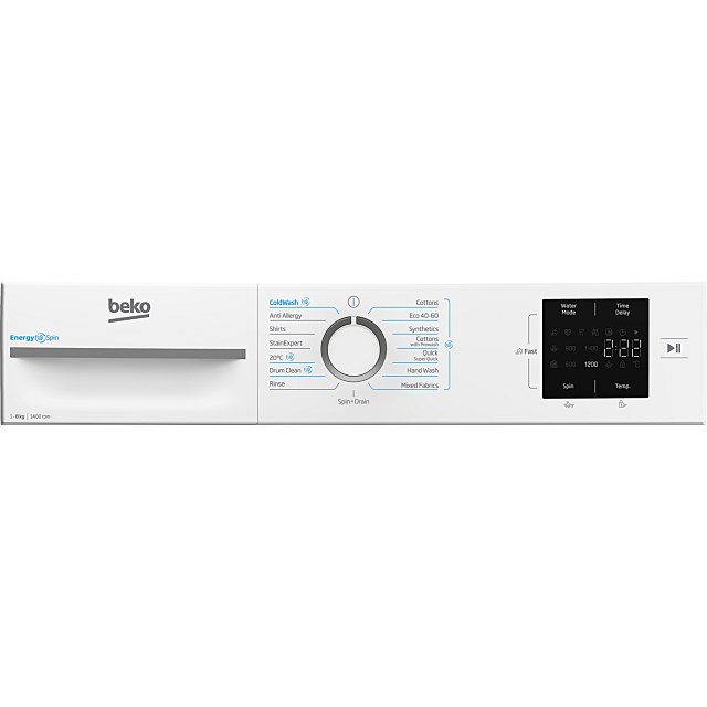 Beko BMN3WT3841W 8kg 1400 Spin RecycledTub Washing Machine - White