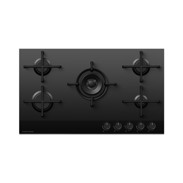 Fisher & Paykel 90cm Gas Hob, Black Glass Design