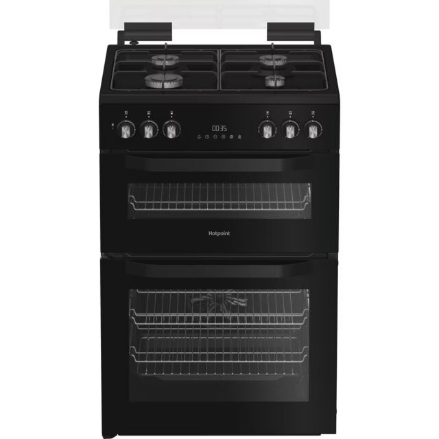 Hotpoint HDD6GDC2B1 60Cm Dual Fuel Double Cooker With Glass Lid 