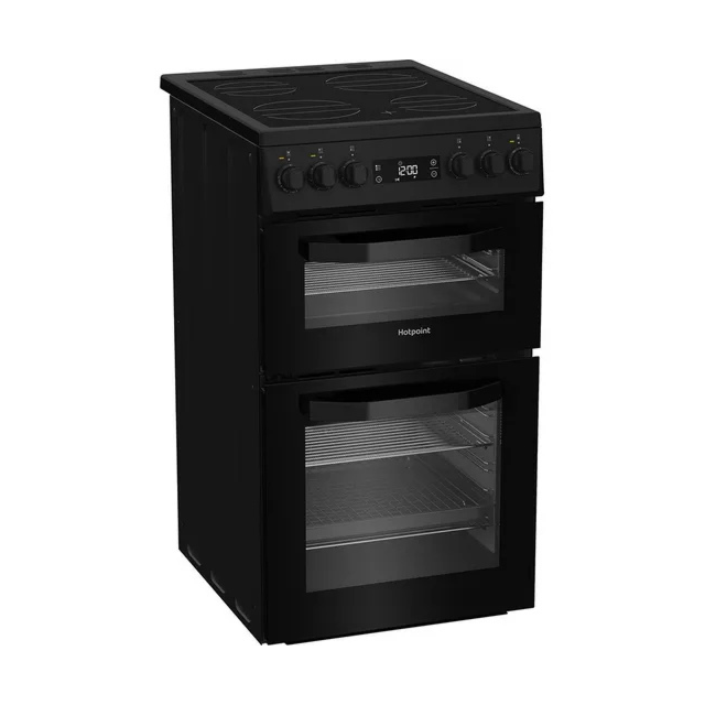 Hotpoint HDE5VDCB 50cm Double Electric Ceramic Cooker