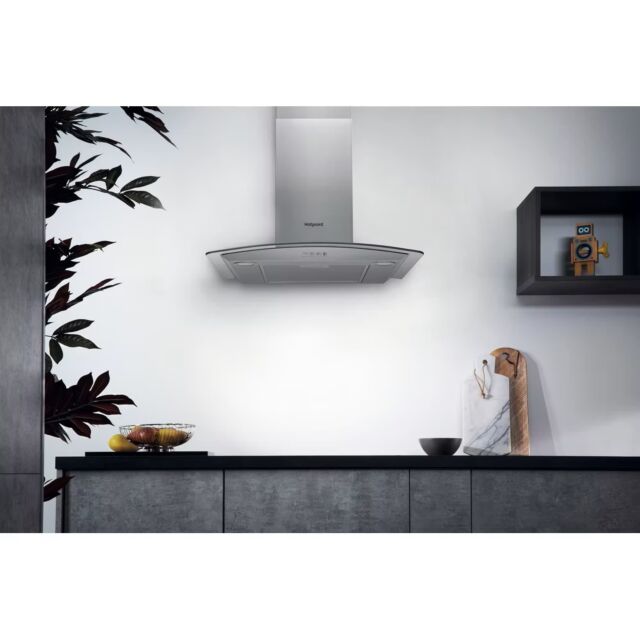 Hotpoint PHGC64FLMX 60Cm Curved Glass Hood